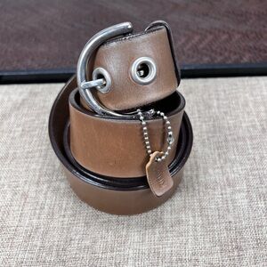 Coach Brown Leather Belt with Silver Buckle